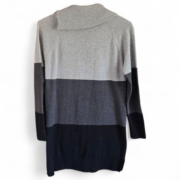 Eight Eight Eight Striped Zipper Cowl Neck Sweater Small Tunic Length Pockets - Picture 3 of 9